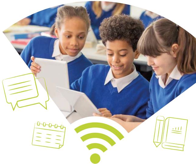 Pupils learning on tablets